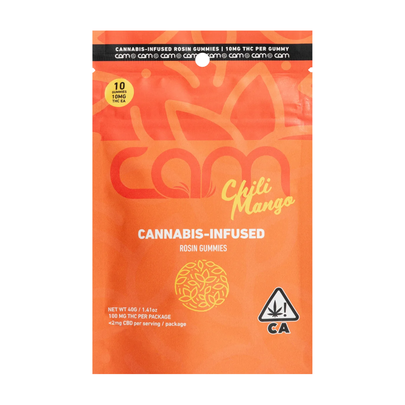 Chili Mango CAM cannabis-infused rosin gummies pouch