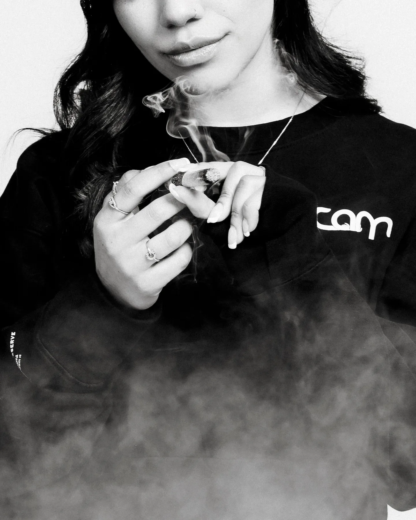 Monochrome CAM apparel lifestyle portrait