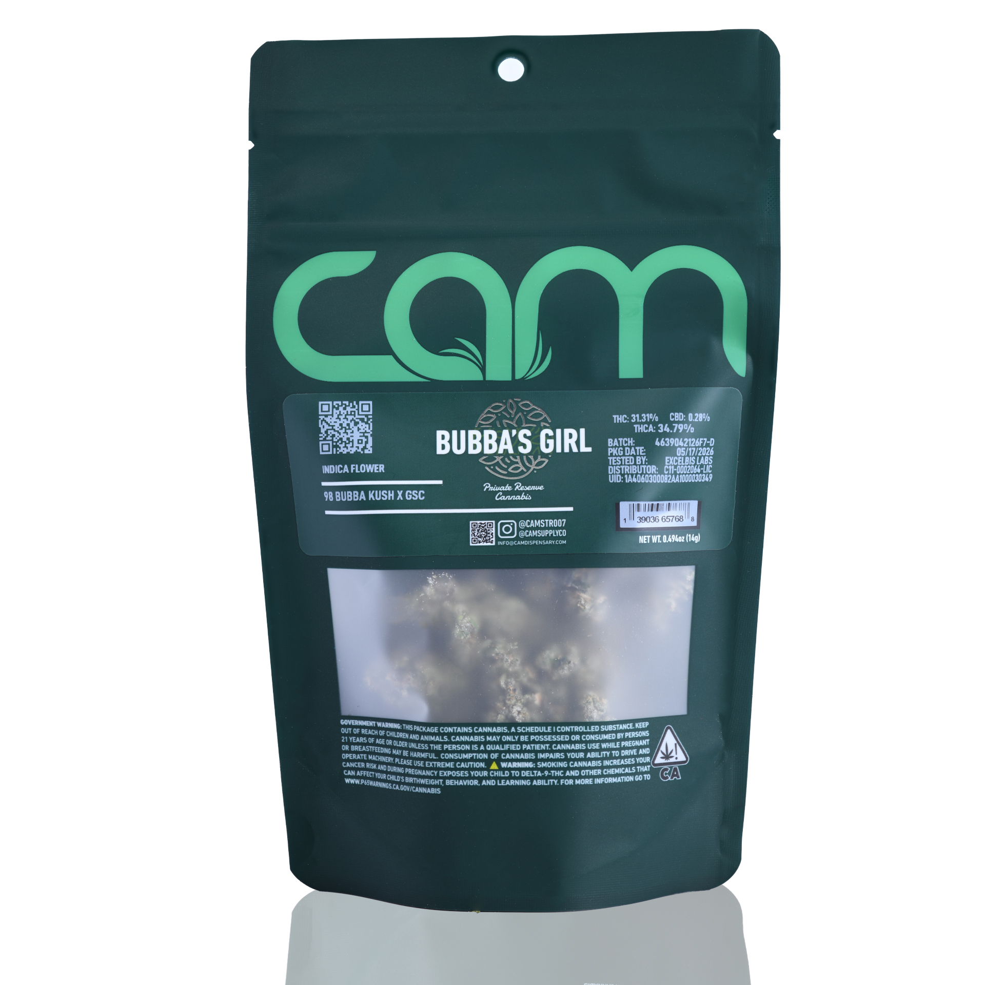 CAM Bubba’s Girl 14g flower packaging