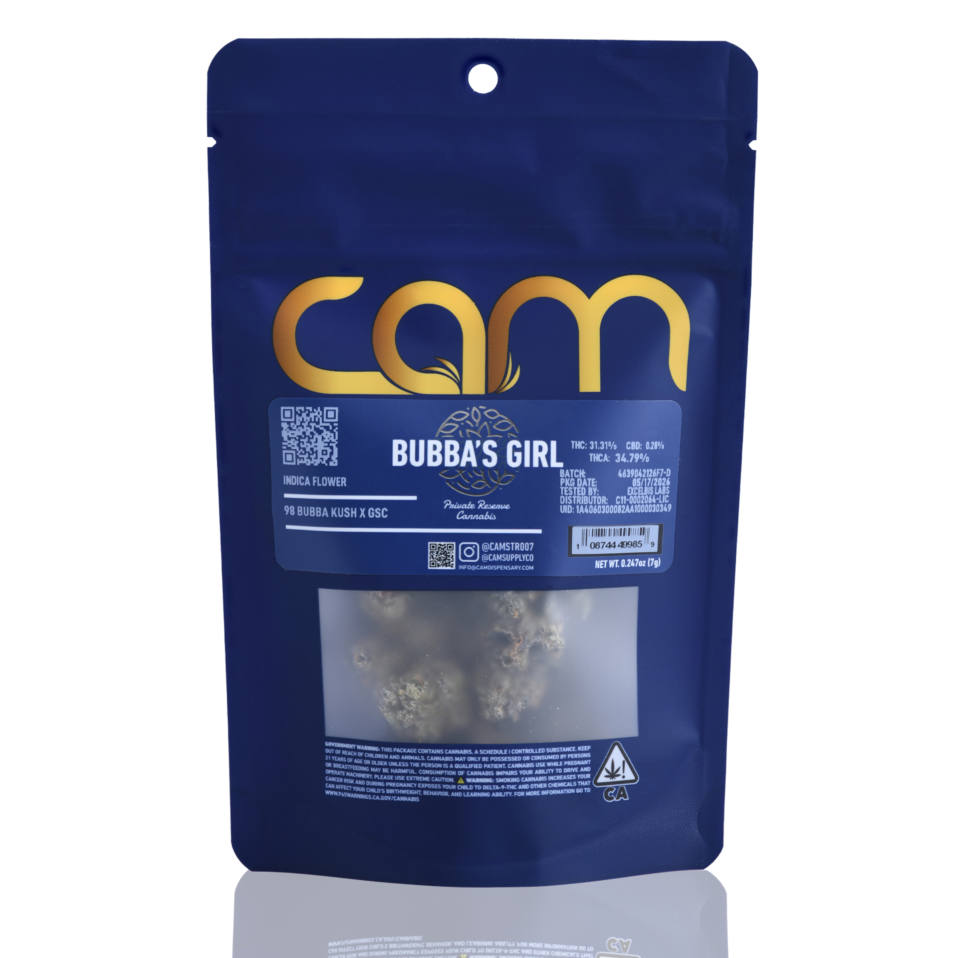 CAM Bubba’s Girl 7g flower packaging
